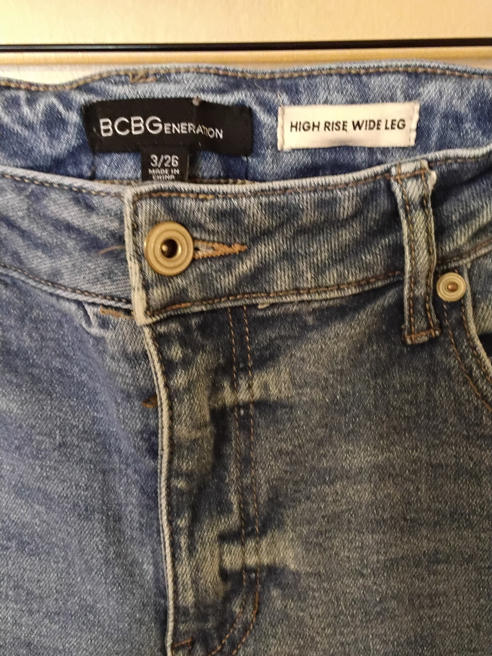 BCBGeneration Light Blue High-Rise Wide-Leg Jeans - Picture 4 of 5